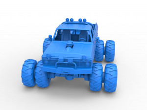 Vintage Monster Truck with double wheels Scale 1 to 25 Modèles 3D en vedette