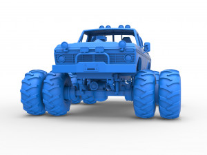 Vintage Monster Truck with double wheels Scale 1 to 25 Modèles 3D en vedette