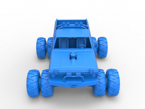 Vintage Monster Truck with double wheels Scale 1 to 25 Modèles 3D en vedette