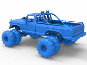 Vintage Monster Truck with double wheels Scale 1 to 25 Modèles 3D en vedette