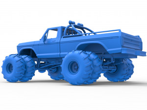 Vintage Monster Truck with double wheels Scale 1 to 25 Modèles 3D en vedette