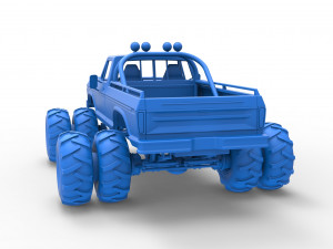 Vintage Monster Truck with double wheels Scale 1 to 25 Modèles 3D en vedette