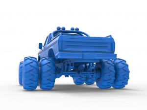 Vintage Monster Truck with double wheels Scale 1 to 25 Modèles 3D en vedette