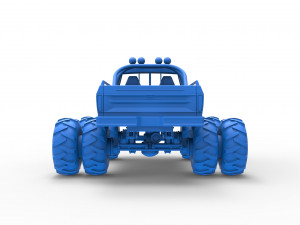 Vintage Monster Truck with double wheels Scale 1 to 25 Modèles 3D en vedette