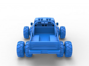 Vintage Monster Truck with double wheels Scale 1 to 25 Modèles 3D en vedette