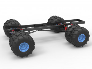 Chassis of vintage monster truck with double wheels Scale 1 to 25 3Dプリントモデル