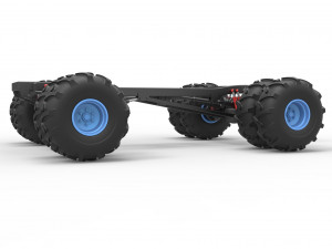 Chassis of vintage monster truck with double wheels Scale 1 to 25 Model Cetak 3D