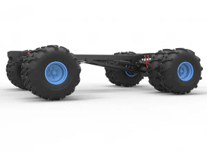 Chassis of vintage monster truck with double wheels Scale 1 to 25 3D Print Model