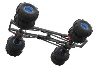 Chassis of vintage monster truck with double wheels Scale 1 to 25 Model Cetak 3D
