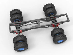Chassis of vintage monster truck with double wheels Scale 1 to 25 3D Print Model