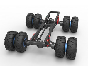 Chassis of vintage monster truck with double wheels Scale 1 to 25 Model Cetak 3D