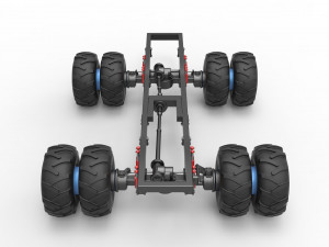 Chassis of vintage monster truck with double wheels Scale 1 to 25 Model Cetak 3D