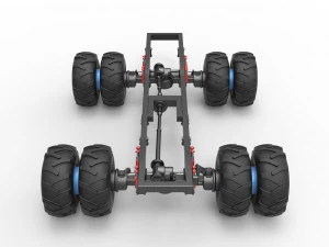 Chassis of vintage monster truck with double wheels Scale 1 to 25 3D Print Model