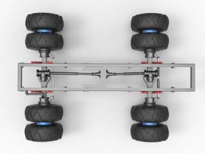 Chassis of vintage monster truck with double wheels Scale 1 to 25 Model Cetak 3D