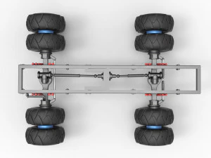 Chassis of vintage monster truck with double wheels Scale 1 to 25 3D Print Model