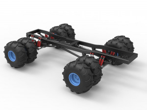 Chassis of vintage monster truck with double wheels Scale 1 to 25 Model Cetak 3D