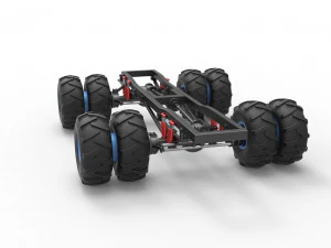 Chassis of vintage monster truck with double wheels Scale 1 to 25 3D Print Model