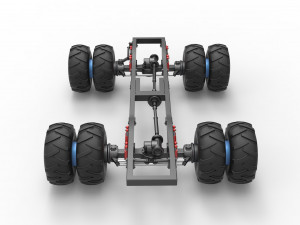 Chassis of vintage monster truck with double wheels Scale 1 to 25 Model Cetak 3D