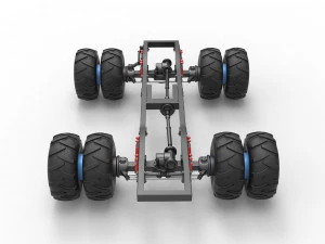 Chassis of vintage monster truck with double wheels Scale 1 to 25 3D Print Model