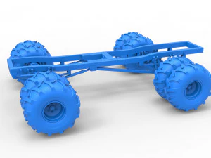 Chassis of vintage monster truck with double wheels Scale 1 to 25 3D Print Model