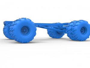 Chassis of vintage monster truck with double wheels Scale 1 to 25 3D Print Model