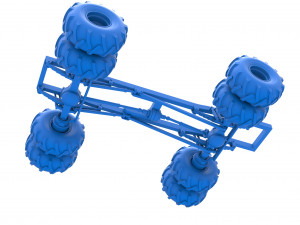 Chassis of vintage monster truck with double wheels Scale 1 to 25 Model Cetak 3D