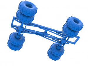 Chassis of vintage monster truck with double wheels Scale 1 to 25 3D Print Model