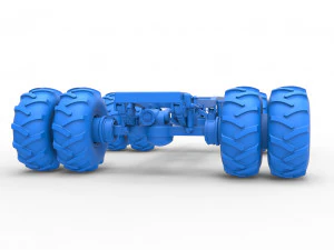 Chassis of vintage monster truck with double wheels Scale 1 to 25 3D Print Model