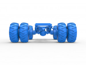 Chassis of vintage monster truck with double wheels Scale 1 to 25 Model Cetak 3D