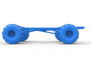Chassis of vintage monster truck with double wheels Scale 1 to 25 3D Print Model
