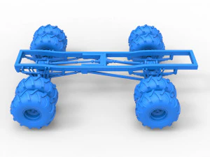 Chassis of vintage monster truck with double wheels Scale 1 to 25 3D Print Model