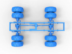 Chassis of vintage monster truck with double wheels Scale 1 to 25 3D Print Model