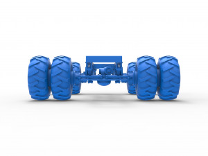 Chassis of vintage monster truck with double wheels Scale 1 to 25 Model Cetak 3D