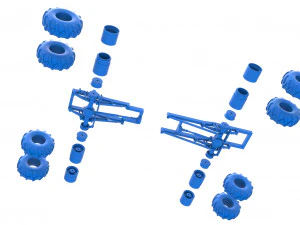 Chassis of vintage monster truck with double wheels Scale 1 to 25 3D Print Model