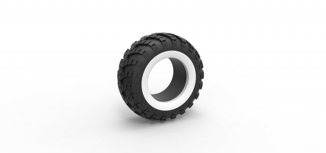 Military KRAZ Whitewall tire VID-201 Scale 1 to 25 3D-Druckmodell .c4d .max .obj .3ds .fbx .stl .blend 
