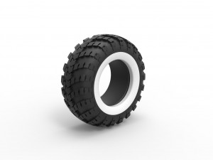 Military KRAZ Whitewall tire VID-201 Scale 1 to 25 3D-Druckmodell