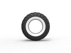 Military KRAZ Whitewall tire VID-201 Scale 1 to 25 3D-Druckmodell