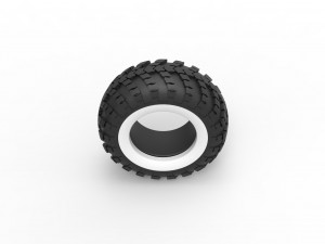 Military KRAZ Whitewall tire VID-201 Scale 1 to 25 3D-Druckmodell