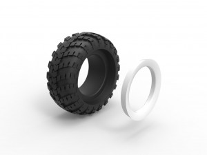 Military KRAZ Whitewall tire VID-201 Scale 1 to 25 3D-Druckmodell
