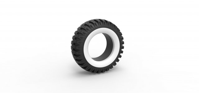 Military Ural Whitewall tire O-47A Scale 1 to 25 3D-Druckmodell .c4d .max .obj .3ds .fbx .stl .blend 