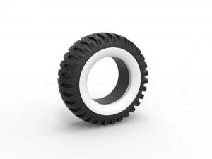 Askeri Ural Whitewall lastiği O-47A &Ouml;l&ccedil;eği 1 ila 25 3D Baskı Modeli