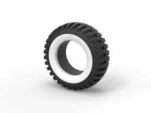 Military Ural Whitewall tire O-47A Scale 1 to 25 3D Print Model