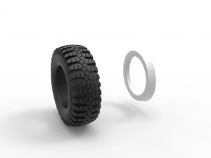 Military Ural Whitewall tire O-47A Scale 1 to 25 3D Print Model