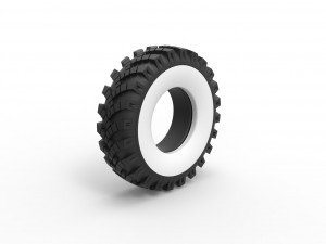 Military Ural Whitewall tire OI-25 Scale 1 to 25 3D-Druckmodell