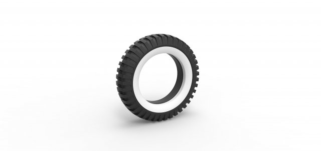 Military Whitewall tire Scale 1 to 25 Model Cetak 3D .c4d .max .obj .3ds .fbx .stl .blend 