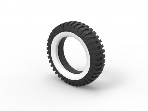Military Whitewall tire Scale 1 to 25 Model Cetak 3D