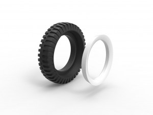 Military Whitewall tire Scale 1 to 25 Model Cetak 3D