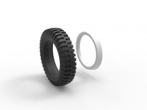 Military Whitewall tire Scale 1 to 25 Model Cetak 3D
