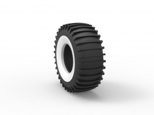 Whitewall Trom tire Scale 1 to 25 3D Baskı Modeli