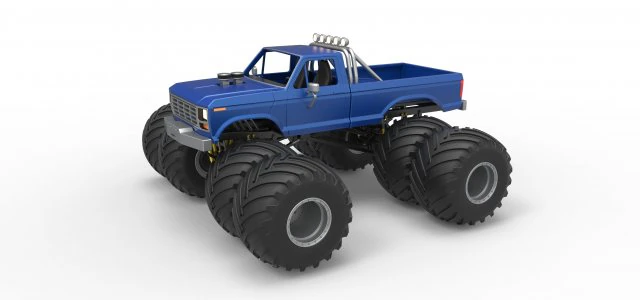 Vintage Monster Truck with double wheels Scale 1 to 25 3D Print Model .c4d .max .obj .3ds .fbx .stl .blend 
